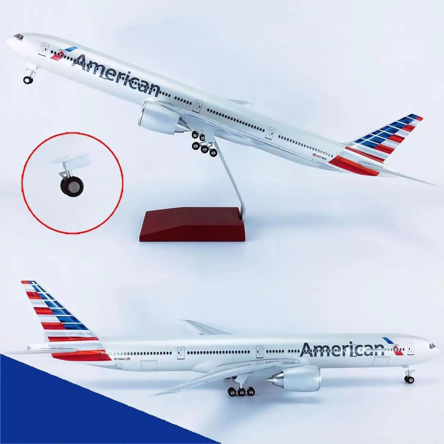 1:157 Scale Planes 47cm Aircraft B777 American Air Airlines Model With Light and Wheel Home decor Diecast Resin Airplane Collect