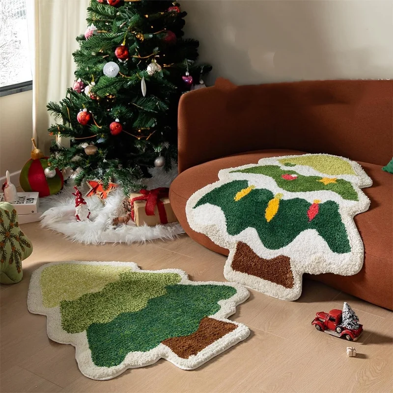 

Christmas Collection: Unique Shaped Floor Mats Durable Coffee Table Mats For Living Rooms High-density Bedside Rugs For Bedrooms