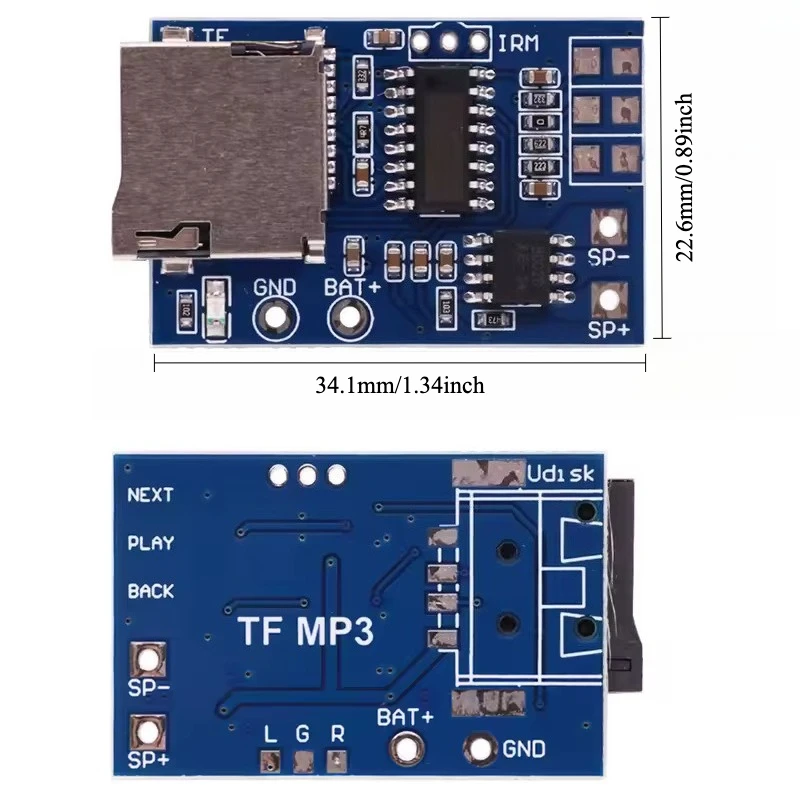 5pcs TF Card MP3 Decoder Module 3.7V 5V Power 2W Mono Audio with Memory Playback for Arduino DIY Project