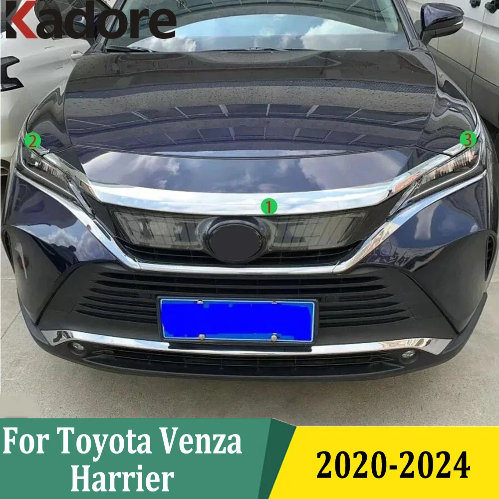 

For Toyota Venza Harrier 2020 2021 2022 2023 2024 Chrome Front Engine Machine Grille Upper Hood Cover Trim Car Styling