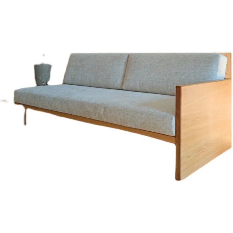 

Japanese-style solid wood sofa household wabi-sabi wind fabric sofa hotel homestay technology cloth removable and washable