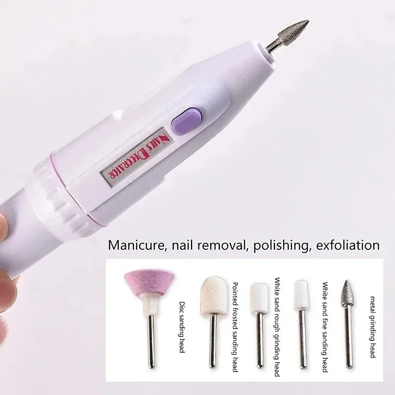 5 in 1 Electric Nail Polish Drill Machine With Light Portable Mini Electric Manicure Art Pen Tools For Gel Remover