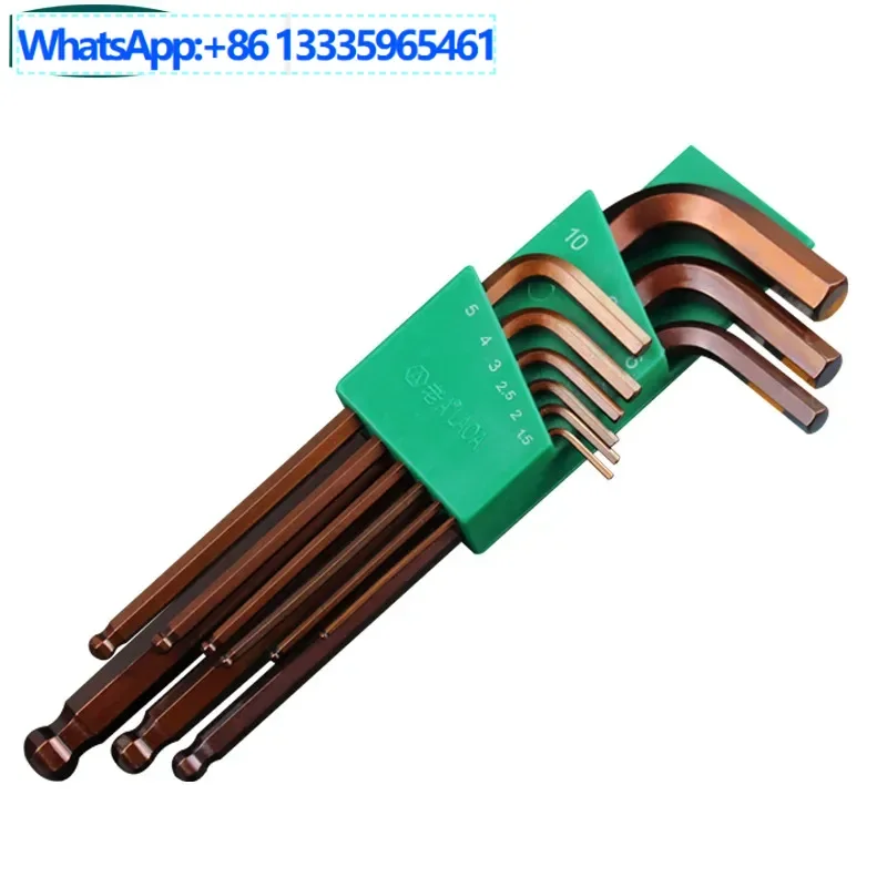 

4PCS Extended ball head hexagonal wrench set S2 bronze magnetic hexagonal L-shaped hexagonal corner screwdriver