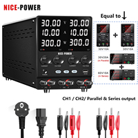 30V 10A Dual-Channel DC Lab Power Supply 120V 60V Adjustable Switching Bench Source Digital Power Supply Series Parallel Output