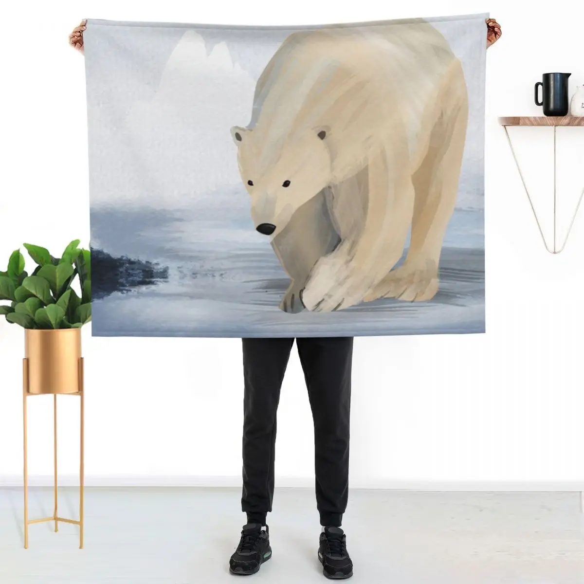 Save the Polar Bears - abstract arctic watercolor illustration - Caroline Laursen Original Throw Blanket