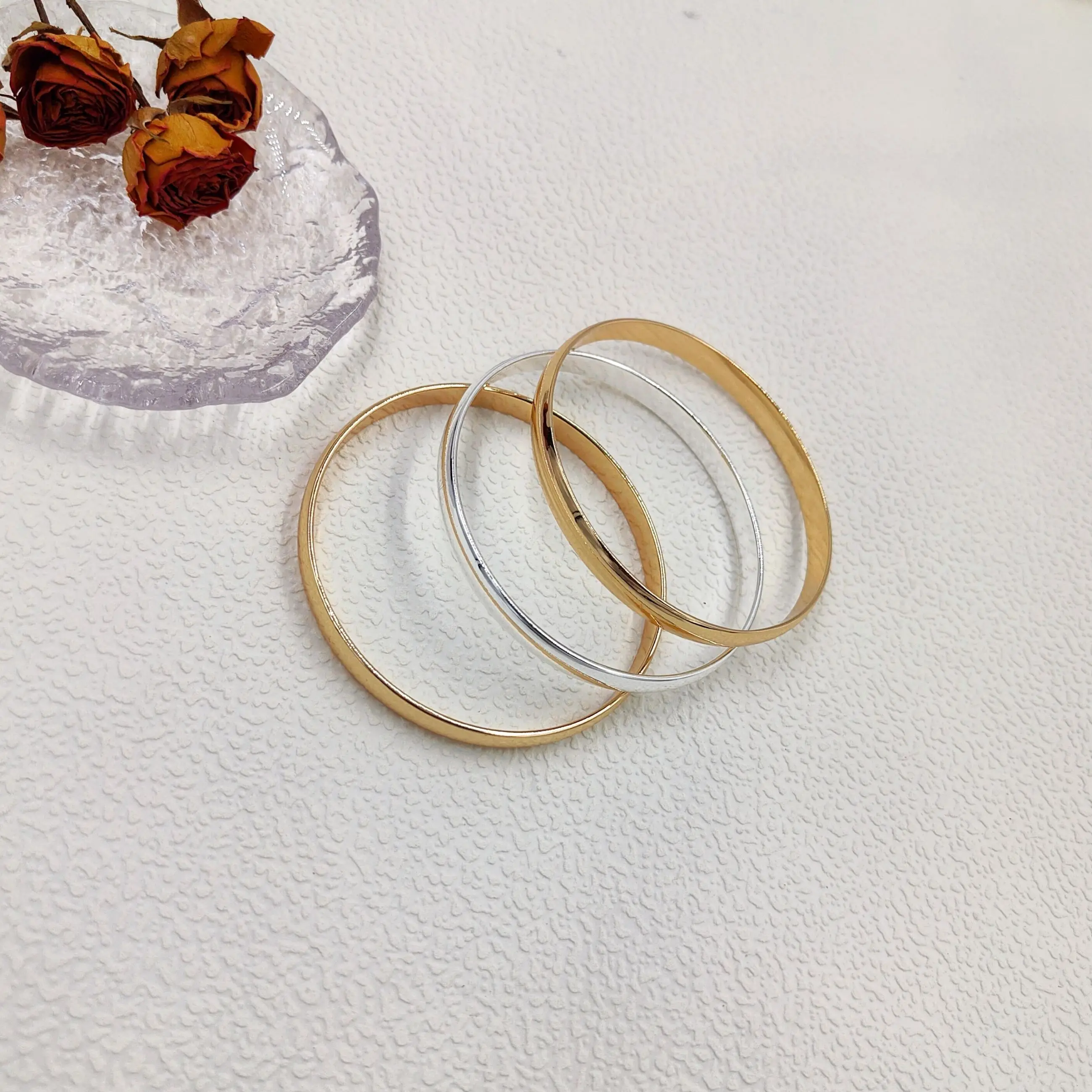 

Trio Metal Bangles for Women Men Punk Jewelry Gold Silver Accessories 2025