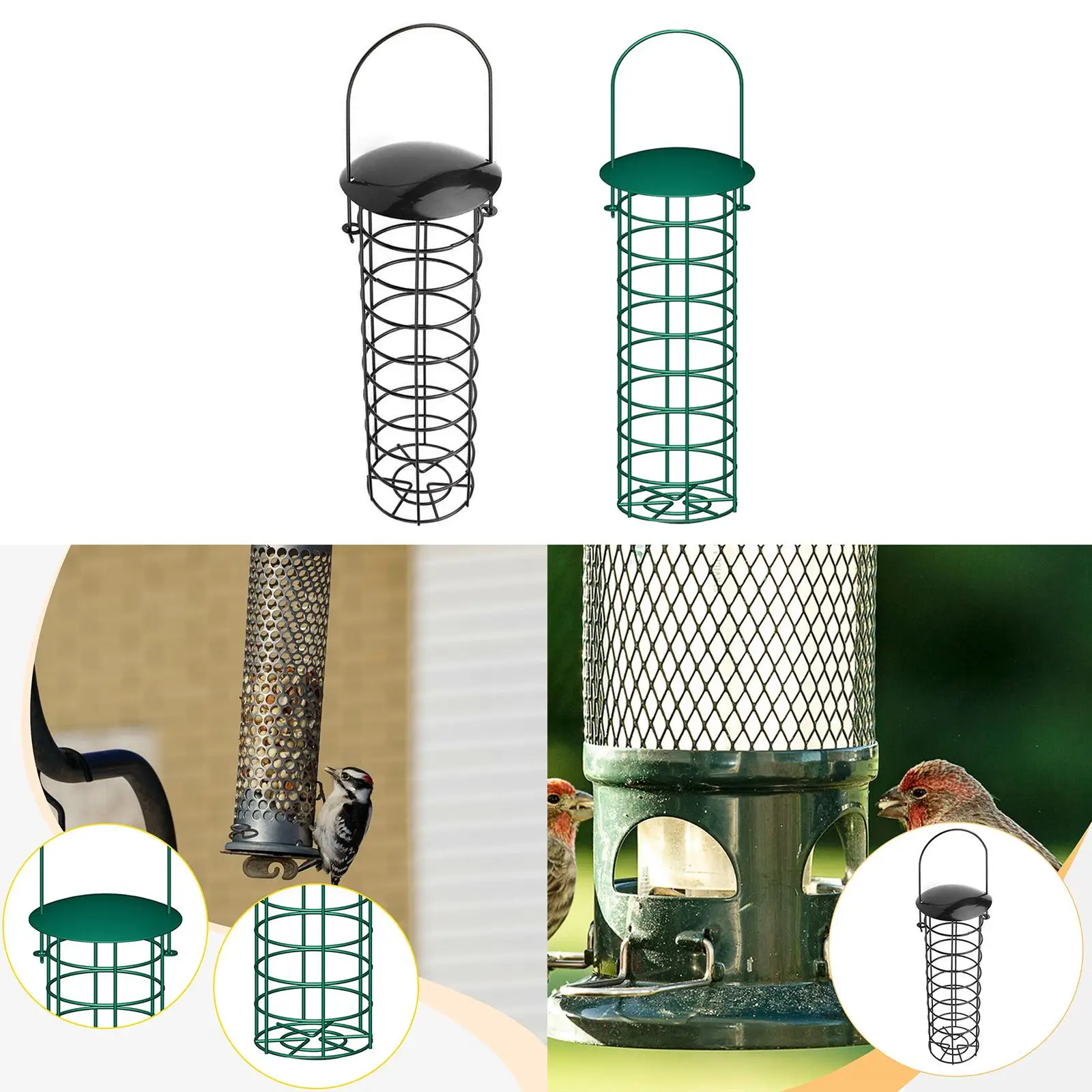 Hanging Bird Feeder Food Ball Outdoor Finch Cardinal Seed Ball Lightweight 6x32.5cm with 10 Rings Garden