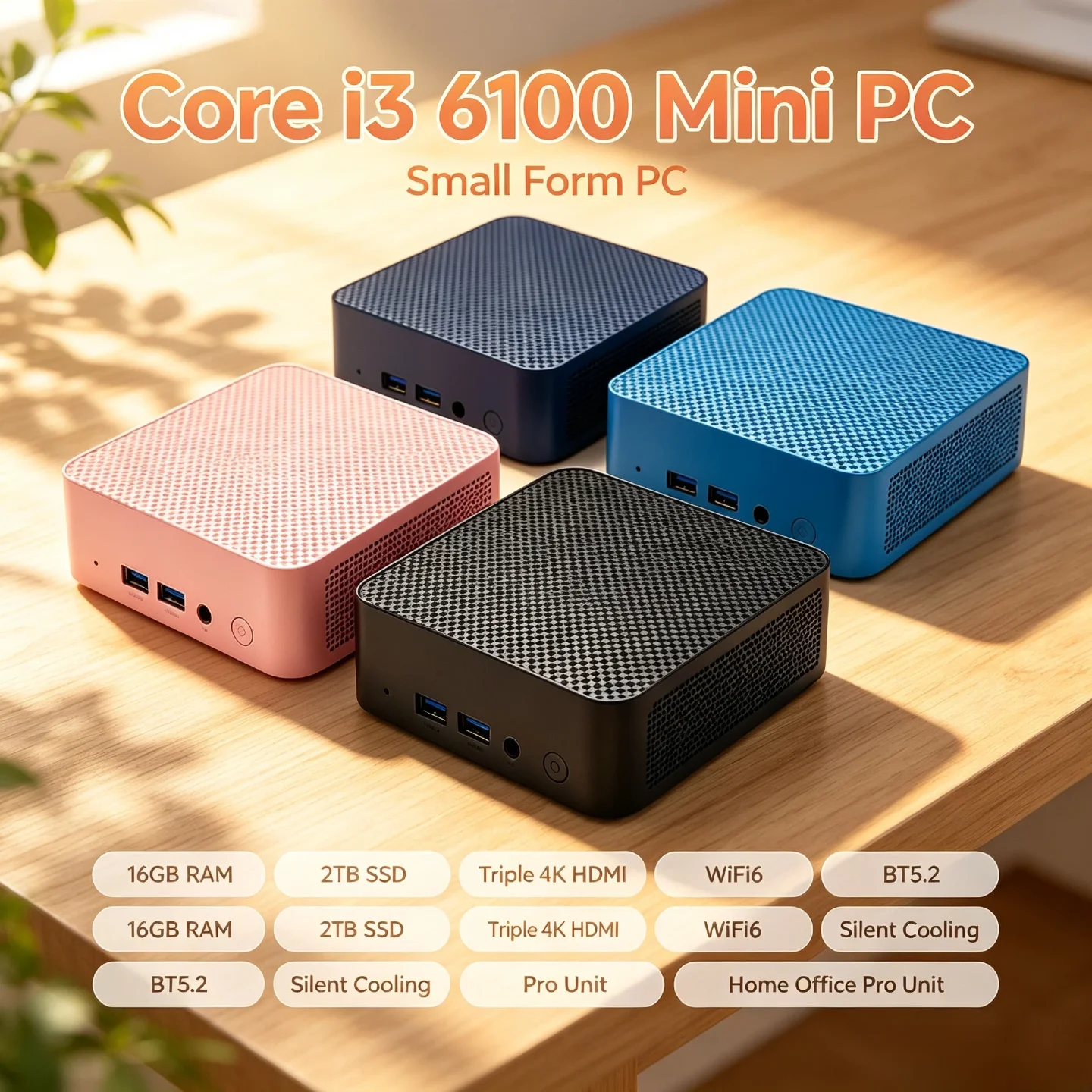 Intel Core i3 6100 Mini PC 16GB RAM 2TB M.2 NVMe SSD Triple 4K Display WiFi6 BT5.2 High Performance Home Office Pro Max Unit Pro