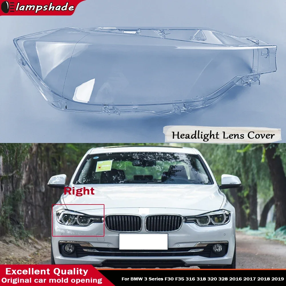 

For BMW 3 Series F30 F35 316 318 320 328 2016 2017 2018 2019 Car Headlight Headlamp Waterproof Clear Cover Lens Lamp Hoods