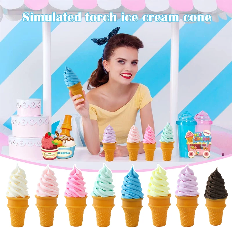 Simulation Crispy Ice Cream Model Artificial Food Model Fake Food Dessert Ice Cream Cone Photography Decorative Props Kids Toy