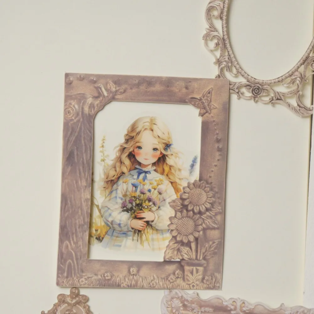 

10 Sheets Retro White Wooden Photo Frame Design Craft Paper Scrapbooking Background Creative Paper Gift Use