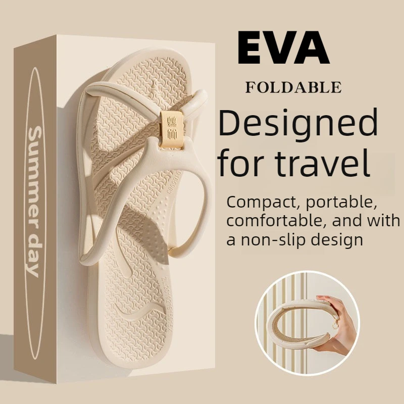 

Новые летние складные тапочки из ЭВА 2026 года для женщин: для деловых поездок, портативные для отелей, нескользящие парные тапочки