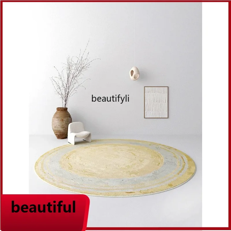 

F132 Round carpet Living room linen pattern Japanese wabi sabi coffee table blanket Chinese dressing table Bedroom bedside blan