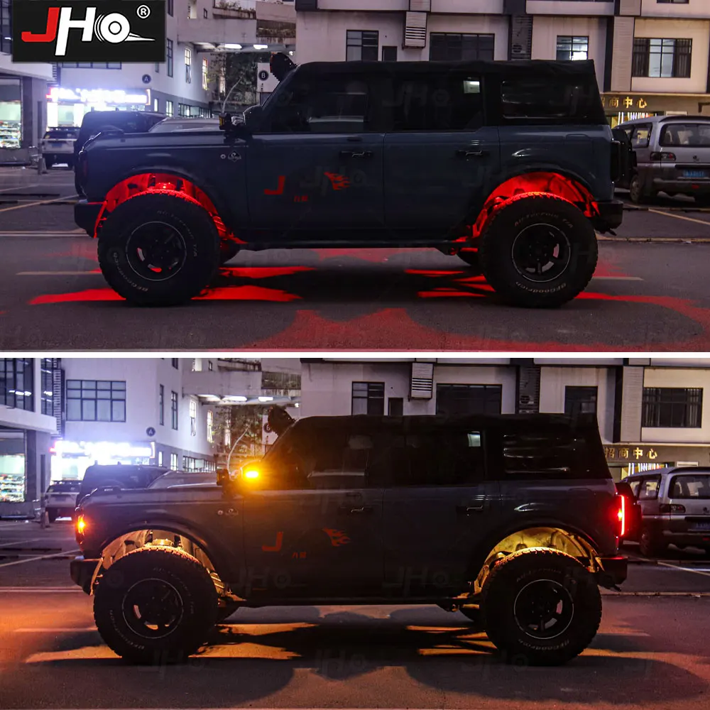 JHO 8 Pods LED Rock Lights Kit, APP/RF-bediening Veelkleurige Magic RGB Underglow Lights Muziekmodus Exterieur voor Ford Bronco 2022+