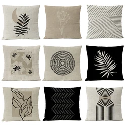 Abstract Black Boho Geometric Bohemia Linen Pillow Cover Cushion Floral Home Decor Decorative Decoration Sofa Pillow Case 50x50