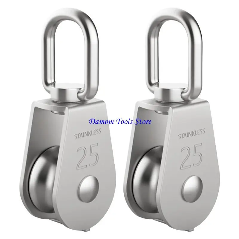 57be 2pcs M25 크레인 풀리 블록 스테인리스 스틸 리프팅을위한 헤비 듀티 펄리