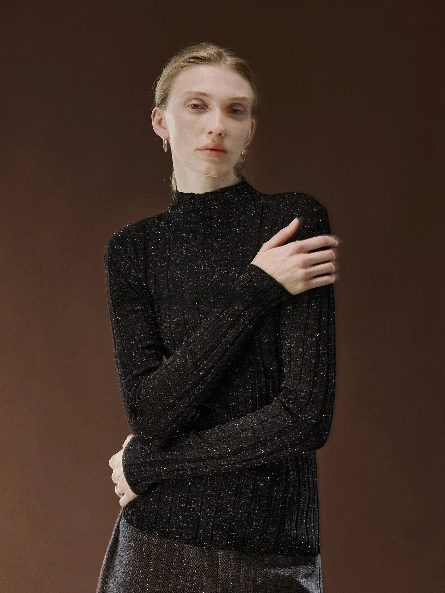 

CHANDOOIVY Cariaggi Woolen Knitted Slim Fit Top 8 Needles f Collar Soft Warm Bright Tead Women's Faion Commute Sle