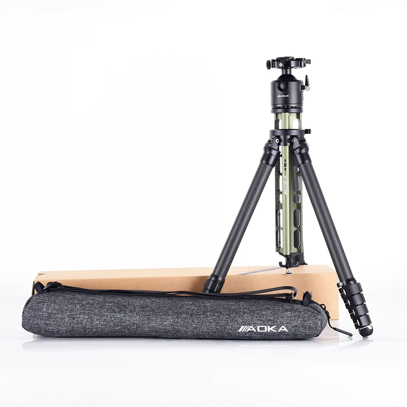 حامل ثلاثي القوائم من ألياف الكربون للسفر الاحترافي المدمج من سلسلة AOKA TS مع قفل بإبزيم