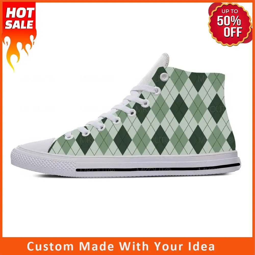 

Кроссовки мужские/женские с ромбовидным узором, модная повседневная обувь из ткани с высоким верхом, легкие дышащие кеды с 3D принтом, в эстетическом стиле