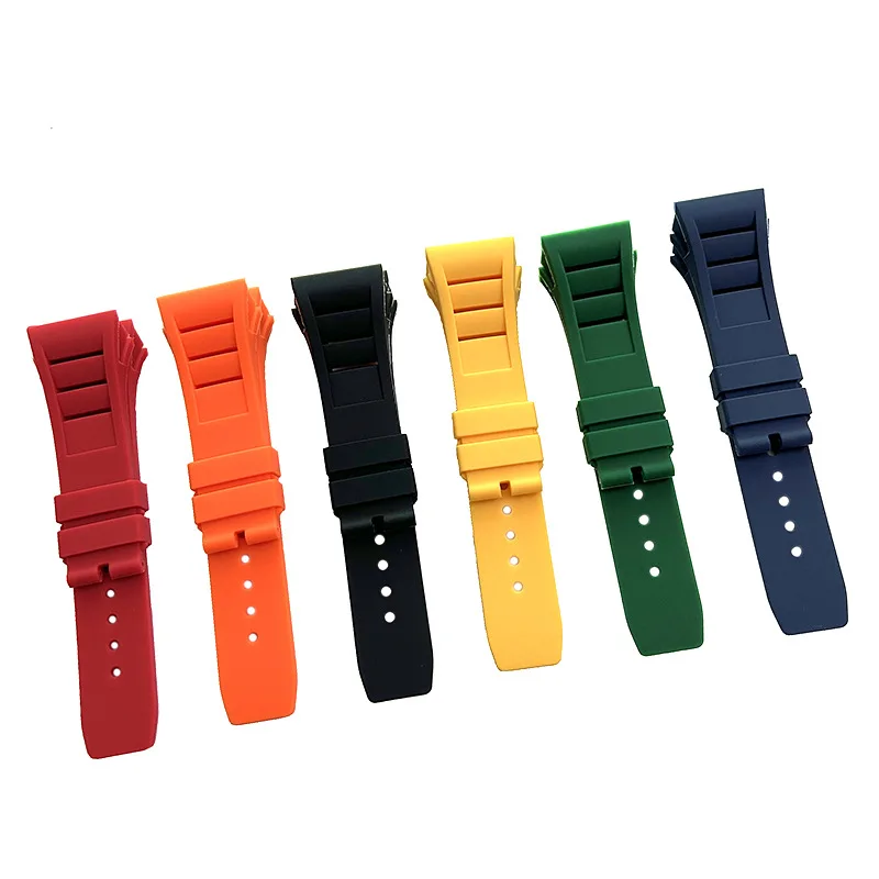 Watch Band for Richard Mille Rm011 Strap Men\'s Waterproof Sweat-Proof Wear Comfortable Silicone Rubber Watch straps 25mm*20mm