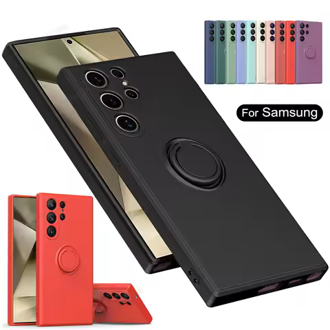 For Samsung Galaxy S24 S23 S22 Ultra S21 S20 FE Ring Holder Car Magnetic Case For Samsung Note 20 Ultra 10 Plus Silicone Cover