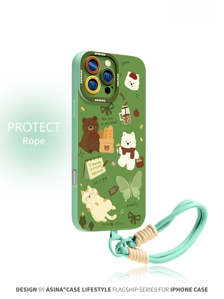 

Ultra-Thin Liquid Silicone Phone Case for iPhone 17 pro Max with Lanyard Women's Cute Full Cover Protective for ...