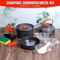 Aluminum Alloy Camping Cookware Kit Nonstick Coating Portable Water Kettle/Pan Pot/Saucepan Foldable Storage Travel Tableware
