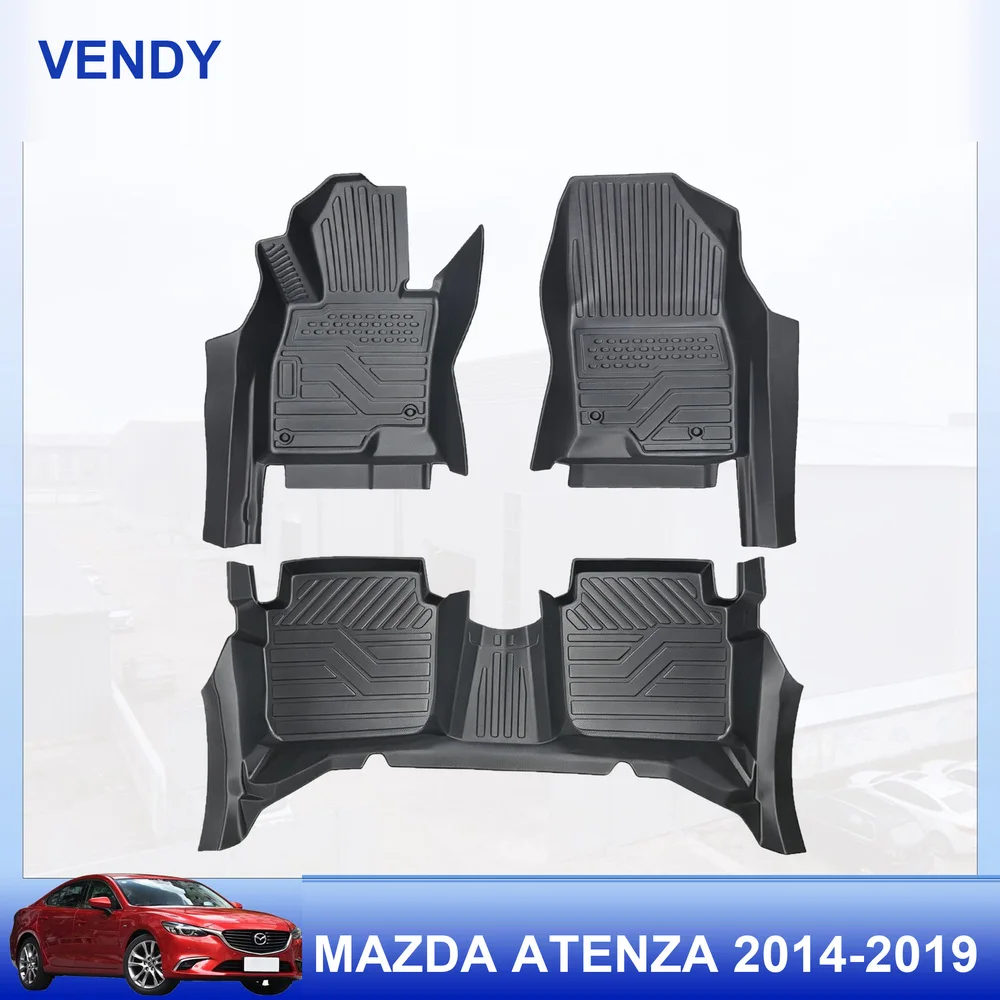 TPE Car Floor Mats Custom Fit for Mazda Atenza 2014-2019 Left Hand Drive Full Set All Weather Waterproof Easy to Clean