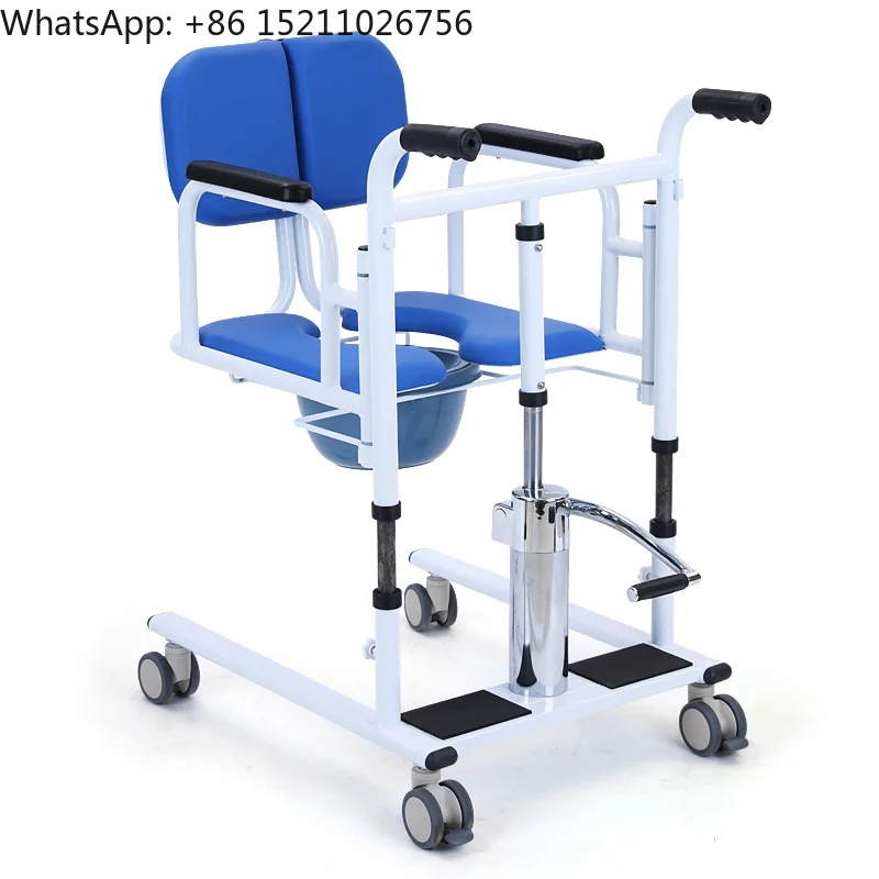 New Design Portable Medical Hydraulic Move Toilet Patient Transport Lift Transfer Patient Chair with Commode