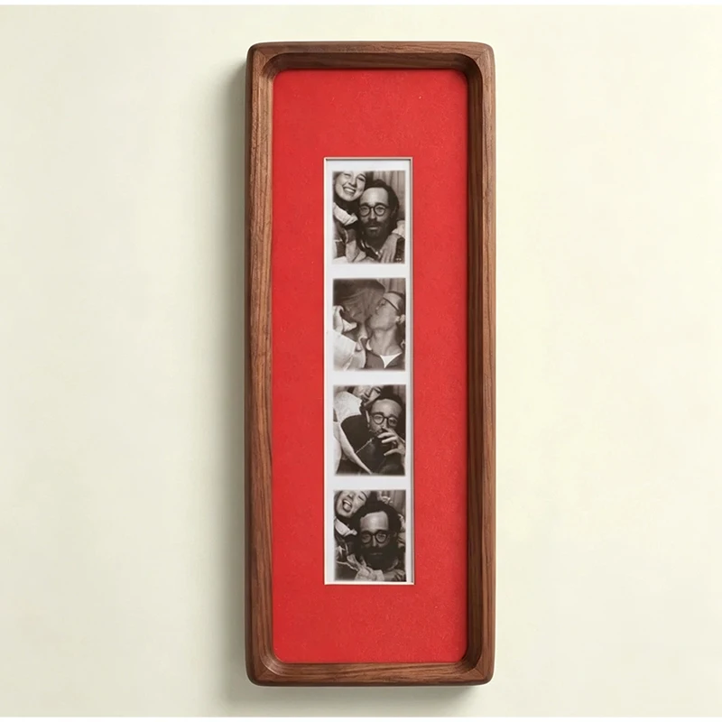 Wooden Couple Photo Strip Frame With Key Hooks Wall Mounted Picture Frame Fashion Striped Frame Key Holder Anniversary Gift