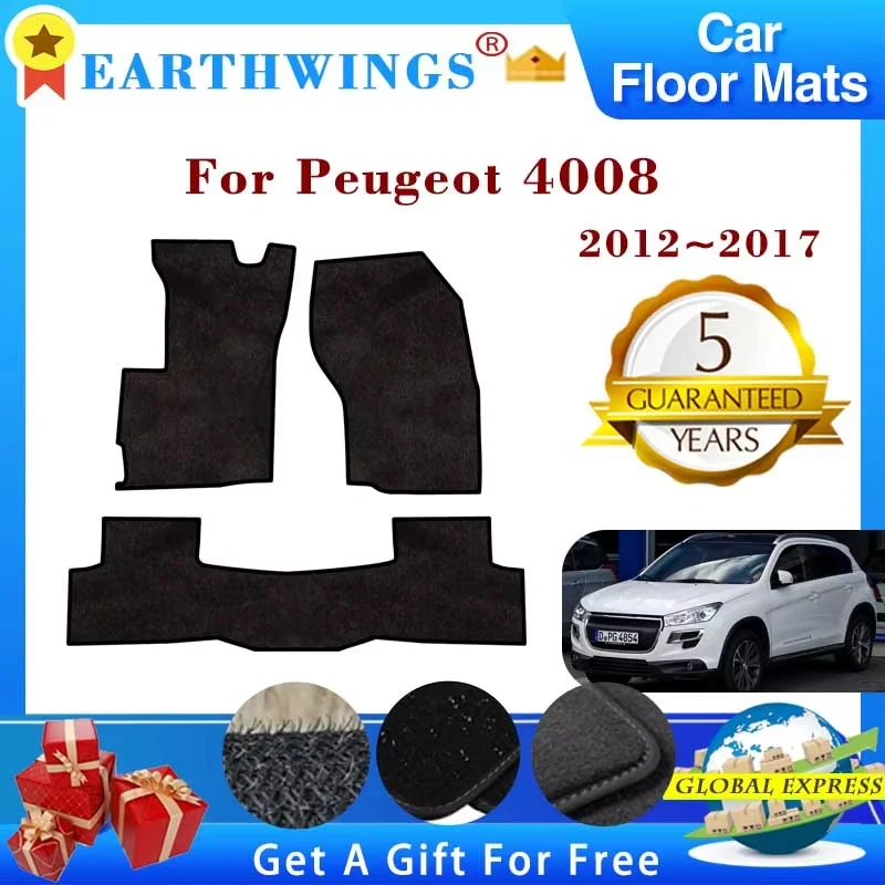 

Коврики для Peugeot 4008 2012-2017 Citroen C4 Aircross, ковры, противоскользящие коврики для ног, подушечки для ног, автомобильные аксессуары