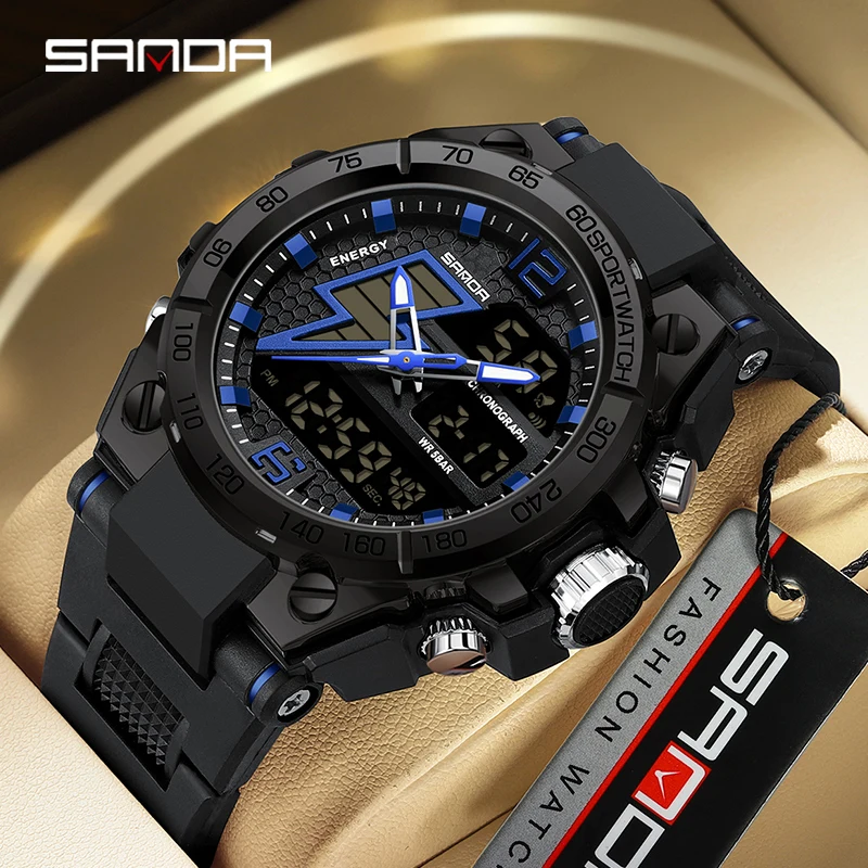 

SANDA 6137 2024 Top Brand Men's Watches 5ATM Waterproof Sport Military Wristwatch Quartz Watch for Men Clock Relogio Masculino