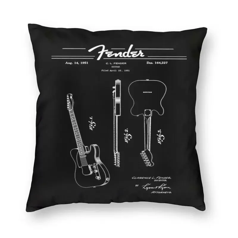 Telecaster Guitar Cushion Cover 45x45 Home Decorative 3D Print Guitarist Music Gift Throw Pillow for Car Two Side