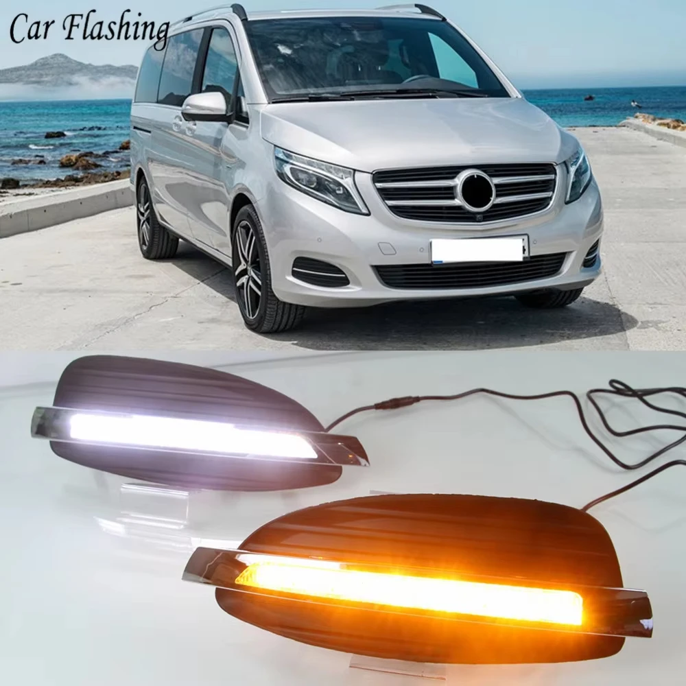 

2 шт. светодиодные дневные ходовые огни для Mercedes Benz V-Class Vito V250 V260 2016 2017 2018 2019 автомобильные аксессуары 12 В DRL противотуманные фары