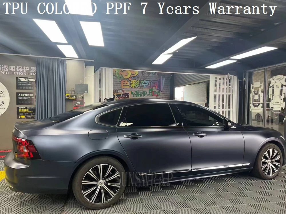 

Easy Wet Instal Super Matte Satin Black Iridescent Blue TPU Color PPF Paint Protection Film for Car Boat Yacht Aircraft 5x52ft