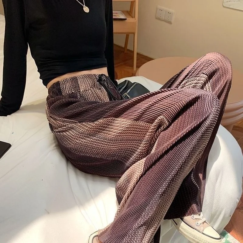 Tie Dye Wide Boot Pants Woman Baggy Loose Elasticity Leg Width Trousers Casual Vintage Summer Women's Pants 2025 Straight Fluid