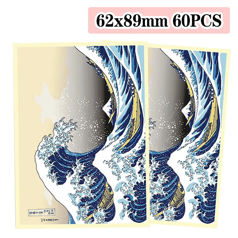 

62x89mm 60PCS Art Card Sleeves, Great Wave Card Sleeves for Game Cards/ YGO, Card Collection Player's Favorite Cartoon Sleeves