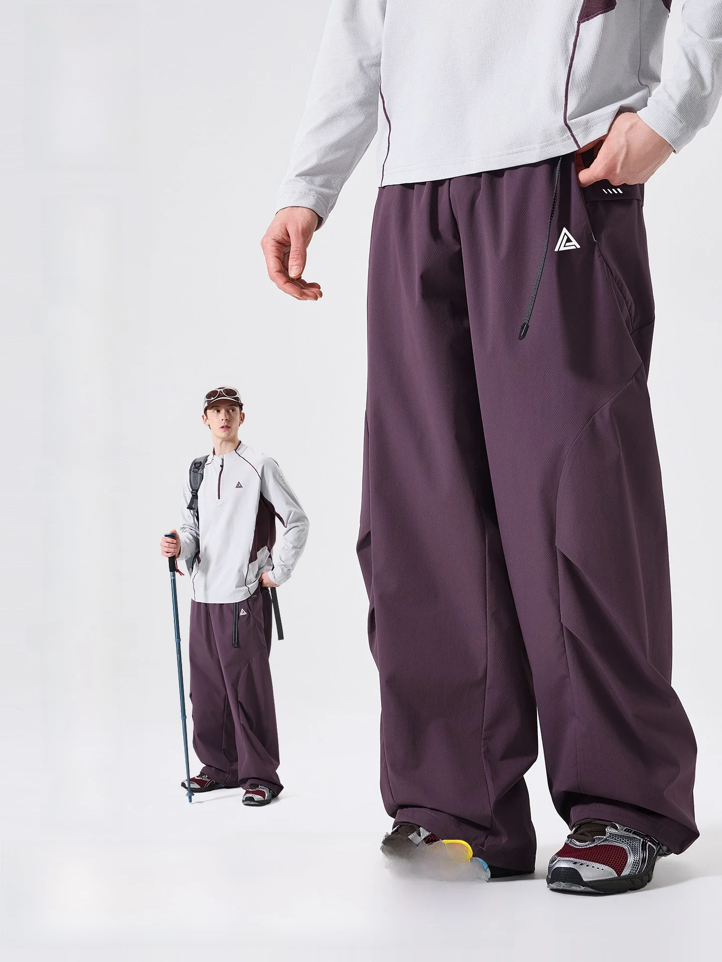 LAZY DAY Men's Outdoor Waterproof Hiking Trousers Loose Casual Breathable Workwear Long Pants Spring Autumn Polyester Fiber