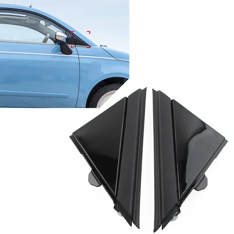 2 PCS Rear View Mirror Triangle Mirror Decorative Plate Bright Black ABS For Fiat 500 2012-2019