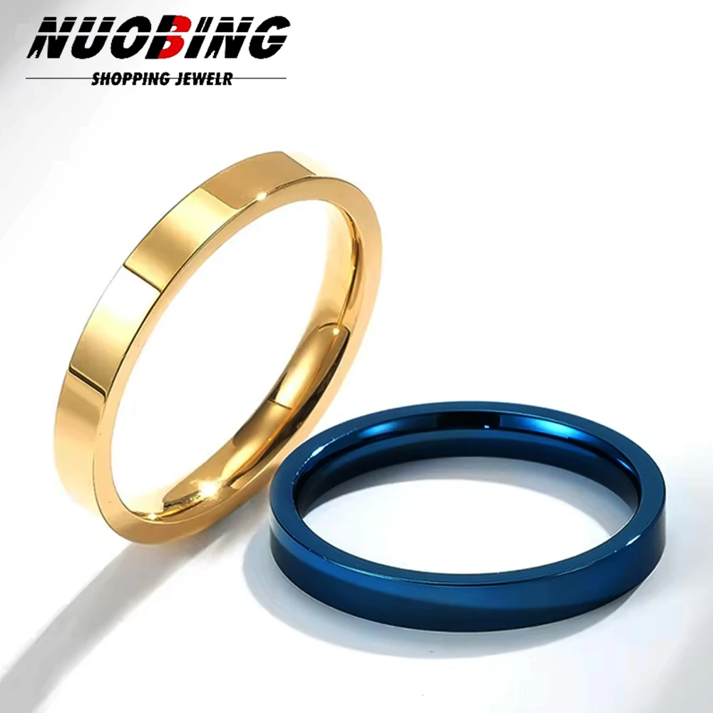 

4mm Simple Ring Fashion Color Smooth Stainless Steel Couple Wedding Ring For Men And Women Customized Name Jewelry Gift