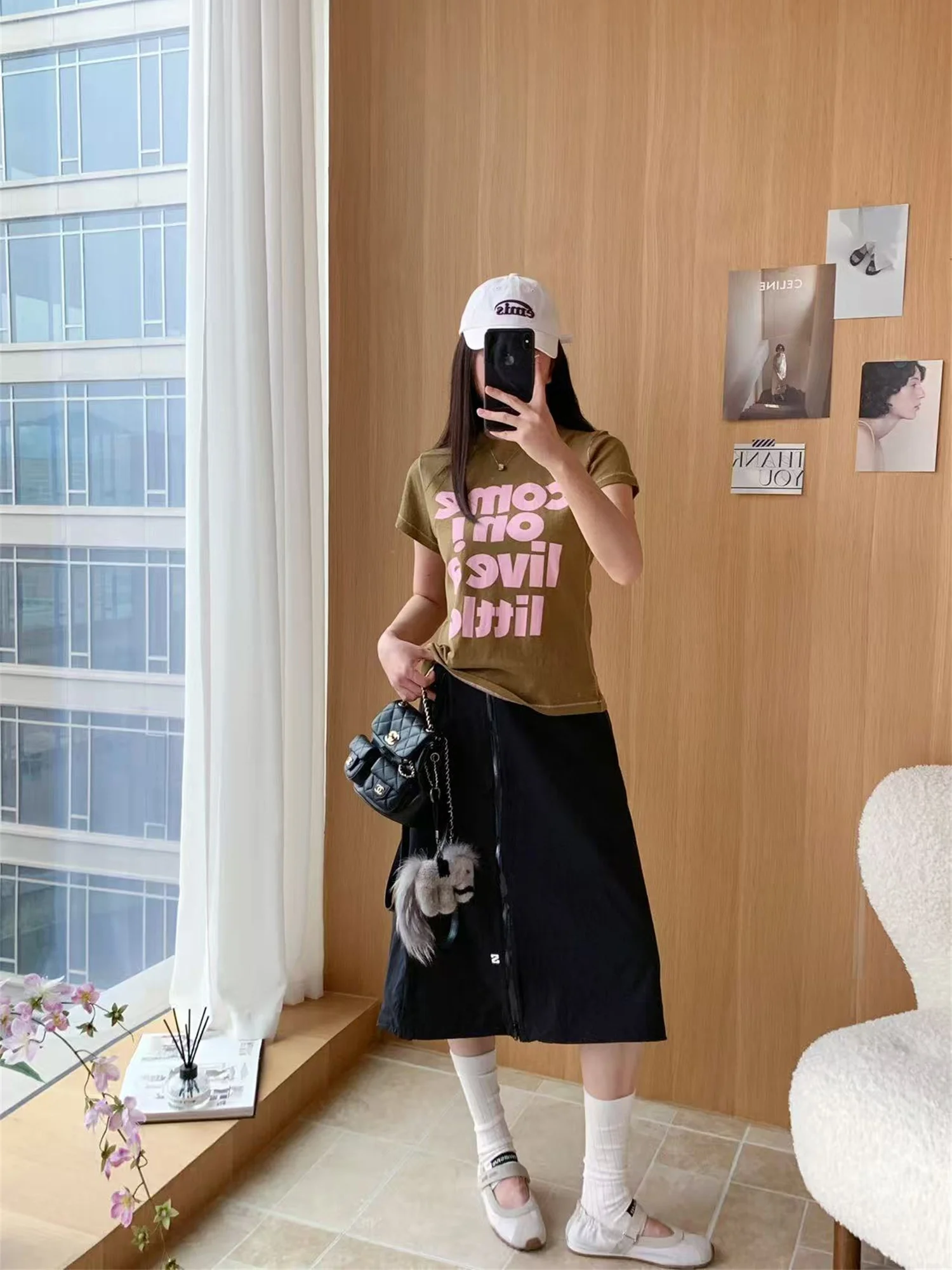 Sporty Casual Outdoor A-Line Skirt Functional Series Lightweight Nylon YB Fabric Half-length Ladies Mid-waist Skirt