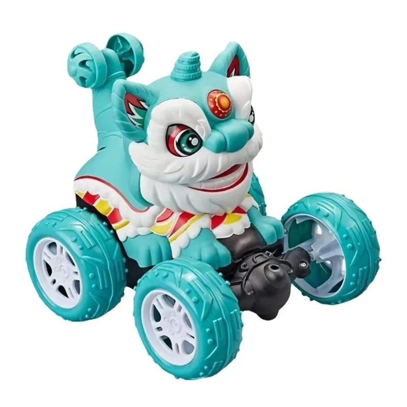 Four-Wheel Drive 2.4g Lion Dance Rolling Car Dazzling Lighting Dynamic Music Dumper Lion Dance Remote Control Car Children'S Toy