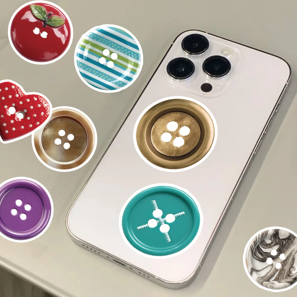 Paquete de 54 Uds de pegatinas de botones Vintage coloridas, calcomanías artesanales Retro para álbum de recortes, diario, proyectos de costura DIY, decoración creativa