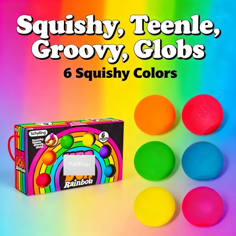 New Rainbow Teenie Stress Ball Fidget Toys Blind Box Surprises Anti-stress Sensory Squeeze Party Toy Gifts