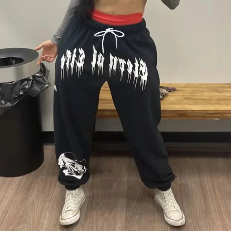 Men Women Unisex Quick Dry Casual Long Pants Dark Gothic Street Graphic Loose Straight‑Leg Trousers Fitness Sport Training Pants