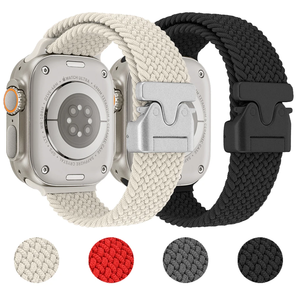 Correa de nailon trenzado para Apple Watch 10 9 8 7 SE X 40/44mm 41/45mm 42/46mm 49mm pulsera para iWatch Series 10 9 7 se