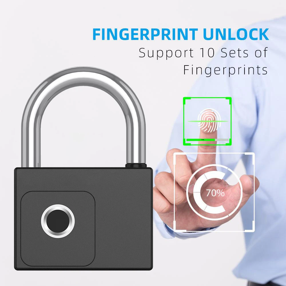 Tuya Smart Home Padlock Bluetooth Fingerprint Eletronic Lock IP65 Waterproof Antitheft USB Rechargeable Security Protection