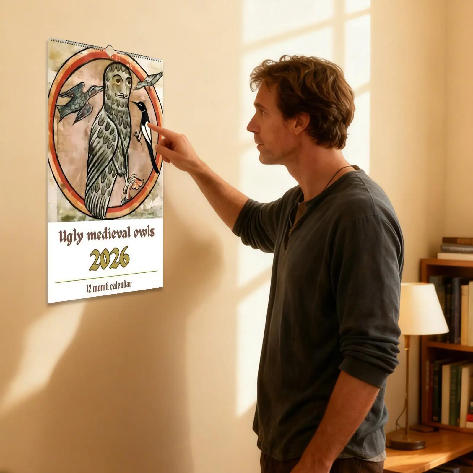 2026 تقويم البوم القرون الوسطى جدول مخطط تقاويم الحائط الشهرية للأصدقاء الأسرة غرفة المعيشة شقة الدراسة #1