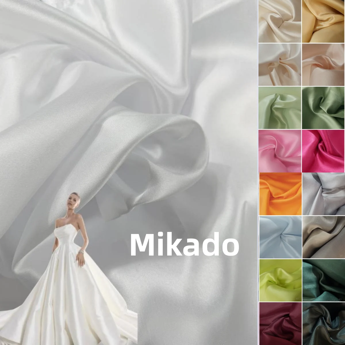 

White ivory luxurious crisp Mikado satin fabric sewn wedding dress bridesmaid dress twill satin DIY designer material