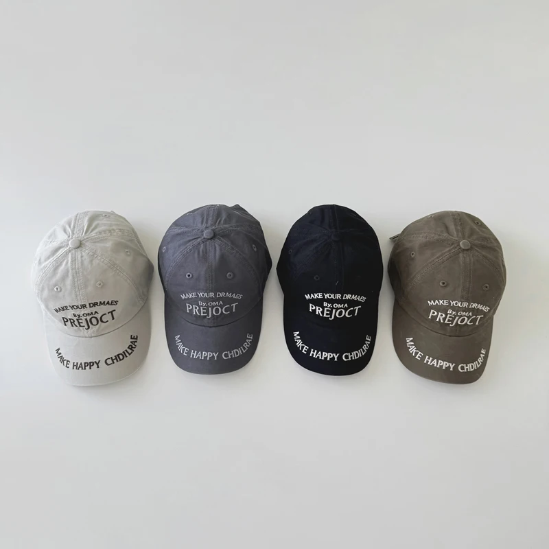 

Осенние детские бейсболки, модные детские бейсболки с вышивкой букв для мальчиков и девочек, хлопковые весенние детские шапки